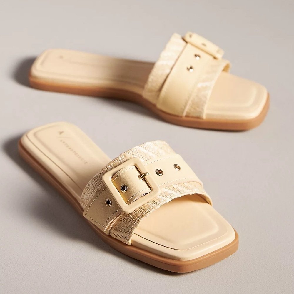 NWT By Anthropologie Buckle Slide Sandals